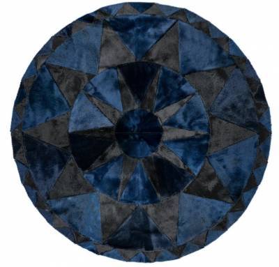Round Carpet Blue/Black 148 x 148 cm.